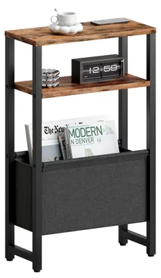 Image de Petite table d'appoint marron avec trois étagères ouvertes