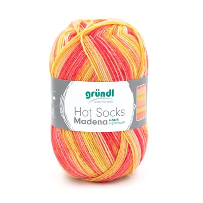 Produktbild von Gründl Hot Socks Madena,4-fach,Sockenwolle,75% Schurwolle/25% Polyamid, 06 sunrise