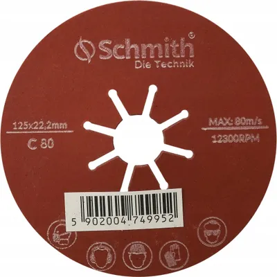 Productafbeelding van Schmith schuurdisc 125/P80, geschikt voor haakslijpmachine, voor metaal en staal - professionele kwaliteit