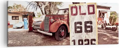 Produktbild von Bild auf Leinwand - Leinwandbild - Straße alt 66 USA - 140x50cm - Wand Bild - Wanddeko - Wandbilder - Leinwanddruck - Bilder - Kunstdruck - Wanddekoration - Leinwand bilder - Wandkunst - AB140x50-3562