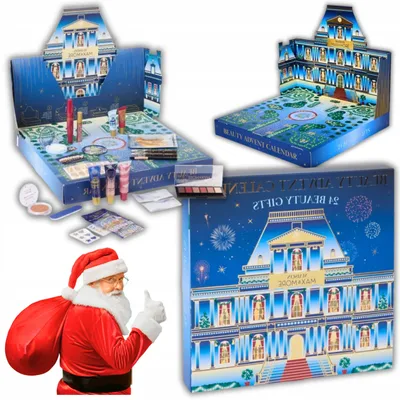 Imagen del producto de Calendario de Adviento Premium: 24 productos de cosmética de lujo para maquillaje y cuidado personal. Incluye sombras de ojos, máscara de pestañas y lápiz para cejas. Ideal para Navidad