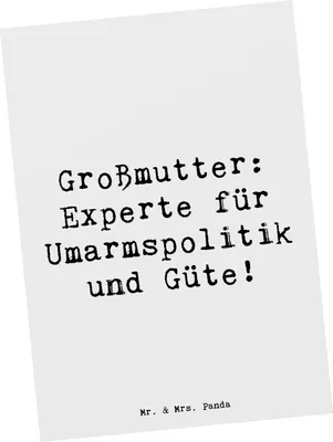 Produktbild von Mr. & Mrs. Panda Postkarte Spruch Großmutter Liebe - Weiß - Geschenk, Weihnachten, für, Fürsorge, Grußkarte, Fotokarte, Handarbeit, einzigartige Designs, Familie