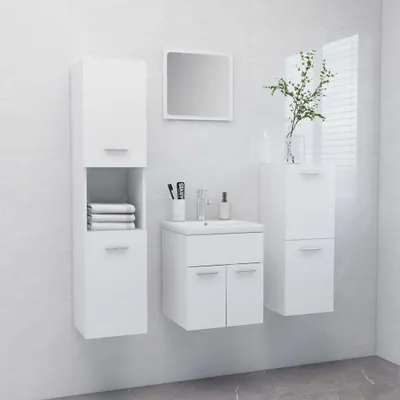 Zdjęcie produktu dla Maison Exclusive – zestaw mebli łazienkowych, biały, materiał drewnopochodny
