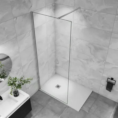 Produktbild von 90x185cm+N:90cm Stabilisator 6mm Nano Sicherheitsglas Walk in Duschwand Duschabtrennung Höhe 185cm