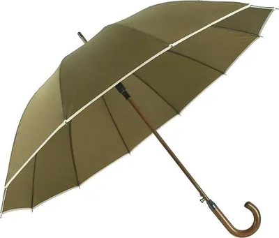 Image de Parapluie droit Parapluie droit Parapluie Manche en bois avec tige en fibre de verre 116 cm Kaki