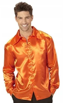 Immagine prodotto di CAMICIA DISCO ANNI '70 ARANCIONE in raso XL