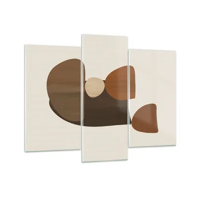 Produktbild von Bilder auf glas - 3 Teile - Abstraktion Braun Minimalismus - 130x100cm - Glasbilder - Wandbilder - Bilder - Wanddekoration aus Glas - Glas Bilder - Wandbild auf Glas - GCB130x100-4212