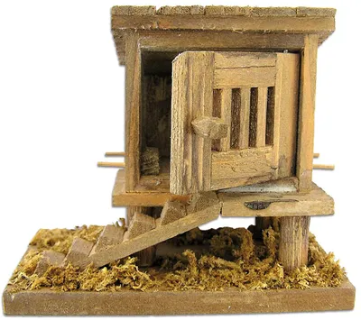 Zdjęcie produktu dla Mała klatka dla kur FADEDA / Wysokość: 7 cm / ręcznie malowana / figurki do szopki wykonane z dbałością o szczegóły – świąteczna dekoracja stołu, akcesoria do szopki