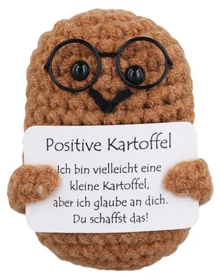 Handgestrickte positive Kartoffel mit Karte, 1 Stück, braun