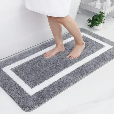 Produktbild von Badezimmerteppich, rutschfeste, waschbare Badematte, weiche Mikrofaser-Hochflor-Badematte