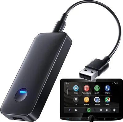Immagine prodotto di Dongle CarPlay per auto - Adattatore CarPlay wireless - Universale - Bluetooth - 4,3 pollici - Display - Nero