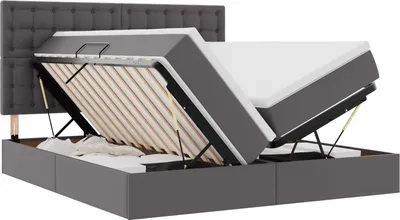 Obrázek produktu pro Postel s úložným prostorem a LED osvětlením Šedá 180 x 200 cm