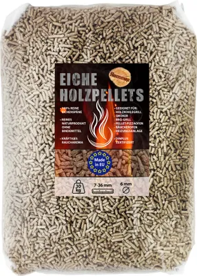 Produktbild von Eiche Pellets 30 kg Grill Smoker Holz Pizzaofen BBQ Pellet Outdoor Ofen Grillen Chunks Holzpellets Garten Räuchern Pizza Wood Smoke Zubehör Rauch Flameup