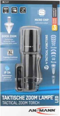 Produktbild von Ansmann M250F, Taschenlampe, Schwarz, Tasten, Drehregler, 1 m, IP54, 1 Lampen