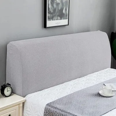 Produktbild von Famanu Kopfteilbezug Stretch Kopfteilbezug mit Polsterung - hellgrau - 150-170 cm