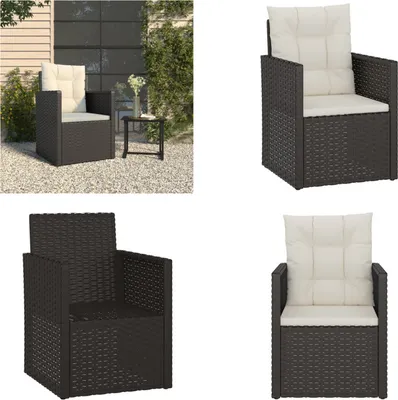 Produktbild von vidaXL Gartensessel mit Kissen Schwarz Poly Rattan - Gartensessel - Gartenstuhl - Gartenmöbel - Outdoor Möbel