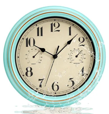 30 cm Outdoor-Wanduhr mit Thermometer & Hygrometer, wetterfest