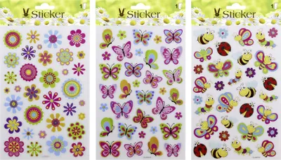 Produktbild von Sticker Blumen/Schmetterlinge aus Papier bunt