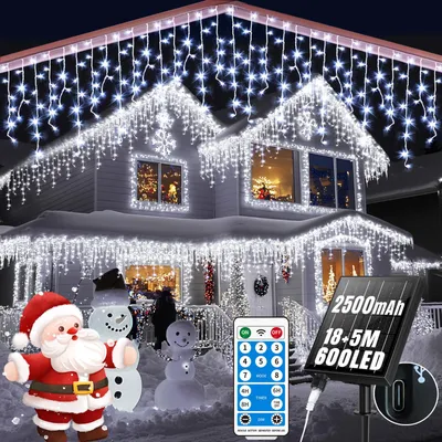 Eispegel Solar-Lichterkette 600 LEDs, Außenbeleuchtung