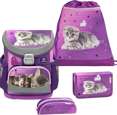 Produktbild von Belmil Mini-Fit ergonomisches Schulranzen-Set 4-teilig "Little Caty" mit Brustgurt