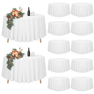 12er-Pack runde Tischdecke, weiß, Ø 228 cm, Polyester, waschbar