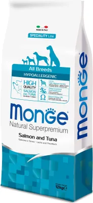 Productafbeelding van Monge 8009470011174, Volwassen dier, Alle rassen, Zalm, Tonijn, 12 kg, Glutenvrij