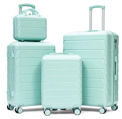 Immagine prodotto di Set da valigia composto da 4 pezzi: 1 beauty case da 14 pollici e 3 valigie da 20, 24 e 28 pollici. Realizzato in ABS, con maniglia in metallo, lucchetto numerico e ruote a 360°
