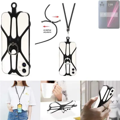Produktbild von K-S-Trade 3in1 Handykette Handyband Handykordel Halsband Smartphone-Ring Handy-Ring kompatibel mit T-Mobile REVVL 6 Fingerhalterung Handyring