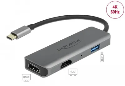 Immagine prodotto di Adattatore DeLOCK da USB Type-C a doppio HDMI con 4K 60 Hz e porta USB (87780)
