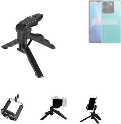 Produktbild von K-S-Trade Stativ Tisch-Ständer Dreibein Handy-Stativ Ständer kompatibel mit Infinix Smart 7 (X6517) Mini-Stativ Smartphone Tripod Handy-Stativ aus
