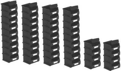 Produktbild von SuperSparSet 48x Leitfähige Sichtlagerbox 1.0 mit Abdeckung | HxBxT 6x10x10cm | 0,4 Liter | ESD, Sichtlagerbehälter, Sichtlagerkasten, Sichtlagerkastensortiment, Sortierbehälter
