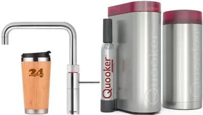 Produktbild von »QUOOKER FUSION SQUARE Festauslauf Chrom COMBI+ B mit CUBE 2 *Der Wasserhahn, der alles kann! (22+FSCHRCUBE)« (2-St) 100°C Kochendwasserhahn
