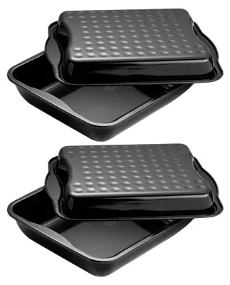 Image de Ensemble de 2 Plats à four avec couvercle en acier émaillé 42 x 34 cm Dr. Oetker Back-Idee Kreativ