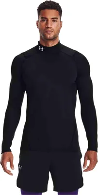 Produktbild von Under Armour ColdGear Fitted Mock für Herren, Erwachsener, Männlich, Schwarz, Überziehhemd, Einfarbig, Black / White - 001