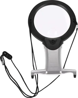 Immagine prodotto di Lente di ingrandimento da lettura con 6 LED, con collare e treppiede, nera, per anziani