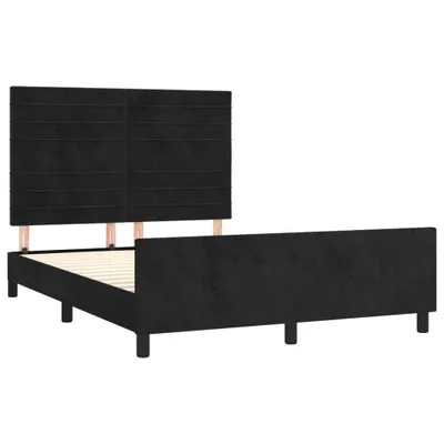 Zdjęcie produktu dla Rama łóżka bez materaca, czarna, 140x190 cm, aksamitna