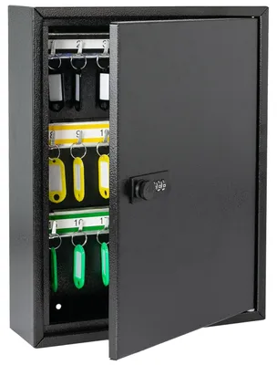 HMF 13642-02 Schlüsselschrank mit Zahlencode Schlüsselkasten groß 42 Haken 35 x 27 x 8 cm Schwarz