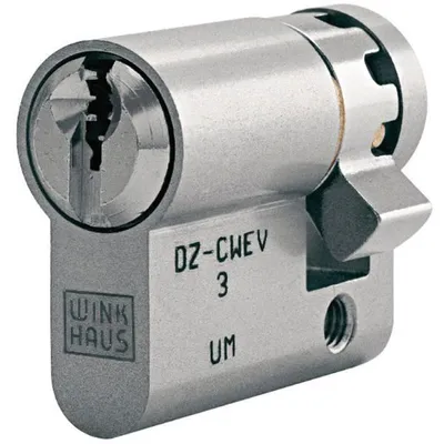Produktbild von Einbauhalbzylinder AZ, Lagerprogramm, 45 mm, Messing vernickelt matt