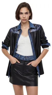 Produktbild von Desigual Marie Cuire Damenrock aus Kunstleder und Denim S