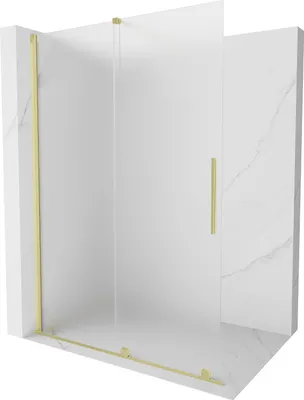 Image de Mexen Velar paroi de douche coulissante à l'italienne 140 x 200 cm, verre dépoli 8 mm, doré - 871-140-000-33-55