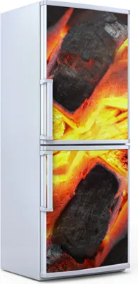 Produktbild von Kühlschrankdekoration 70x180 cm Aufkleber auf dem Kühlschrank - Grill Feuer Glut