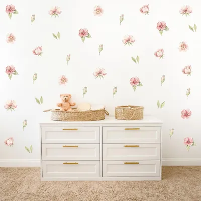 Image de Autocollants muraux pour chambre d'enfant, décorés avec 50 motifs de pétunias