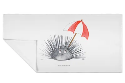 Produktbild von Mr. & Mrs. Panda 50 x 100 Handtuch Seeigel - Weiß - Geschenk, Selbstliebe, 100x50, Meer, kleines, Hier und Jetzt, Achtsamkeit, 50x100, Flauschtuch, Händehandtuch, Leben