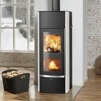 Produktbild von Oranier Hektos Aqua Wasserführender Holzvergaserofen Stahl Schwarz / Kalkstein Creme