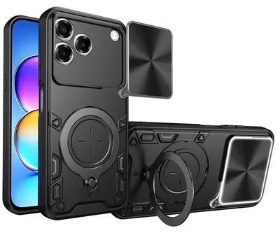 Produktbild von Outdoor Panzer Hülle für ZTE Blade V80 Vita Handyhülle mit Slide Kameraschutz Ringhalter Bumper in Schwarz