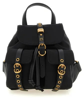 Produktbild von PINKO Mini Rucksack Nylon schwarz mit Love Birds gold
