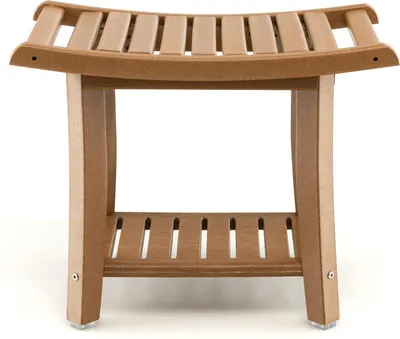 Zdjęcie produktu dla COSTWAY 60,5x34x48 cm Ławka prysznicowa łazienkowa, ławka z półką, taboret łazienkowy 170 kg udźwigu, ławka łazienkowa krzesło prysznicowe, taboret prysznicowy (brązowy)
