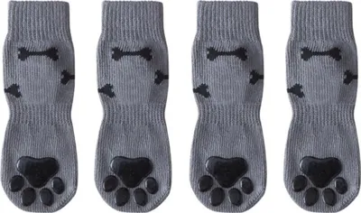 Produktbild von INF Rutschfeste Hundesocken mit doppelseitigem Klebeband, 4er-Pack Grau L