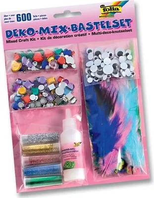 Produktbild von Folia Deko Mix Bastelset über 600 Teile, Schmucksteine & Wackelaugen