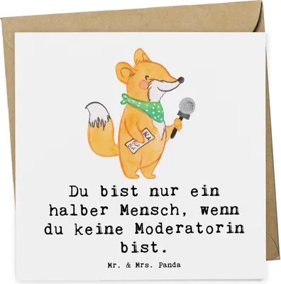 Produktbild von Mr. & Mrs. Panda Grußkarte Moderatorin Herz - Weiß - Geschenk, anlasskarte, Klappkarte, Glückwunschkarte, doppelkarte, faltkarte